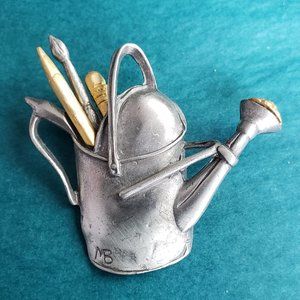 2/15$ vintage 1999 Marjolein Bastin Pewter Watering Can and Art Supplies